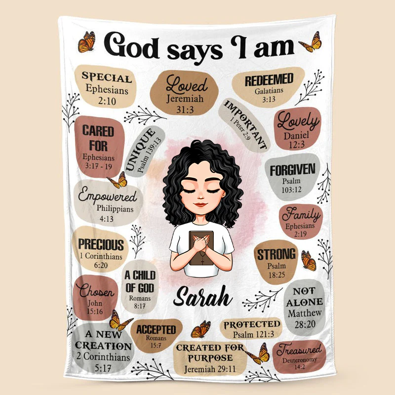 God Says I Am - Personalized Blanket - Meaningful Gifts for Birthday | CLGOD05 TD118