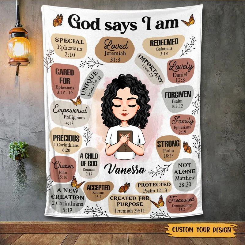 God Says I Am - Personalized Blanket - Meaningful Gifts for Birthday | CLGOD05 TD118 - Image 2