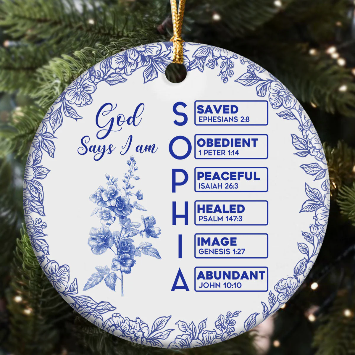 God Says I Am - Personalized Ceramic Ornament - Image 5