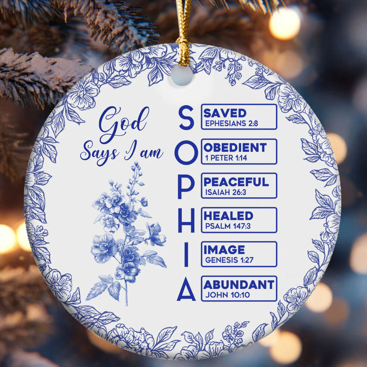 God Says I Am - Personalized Ceramic Ornament - Image 6