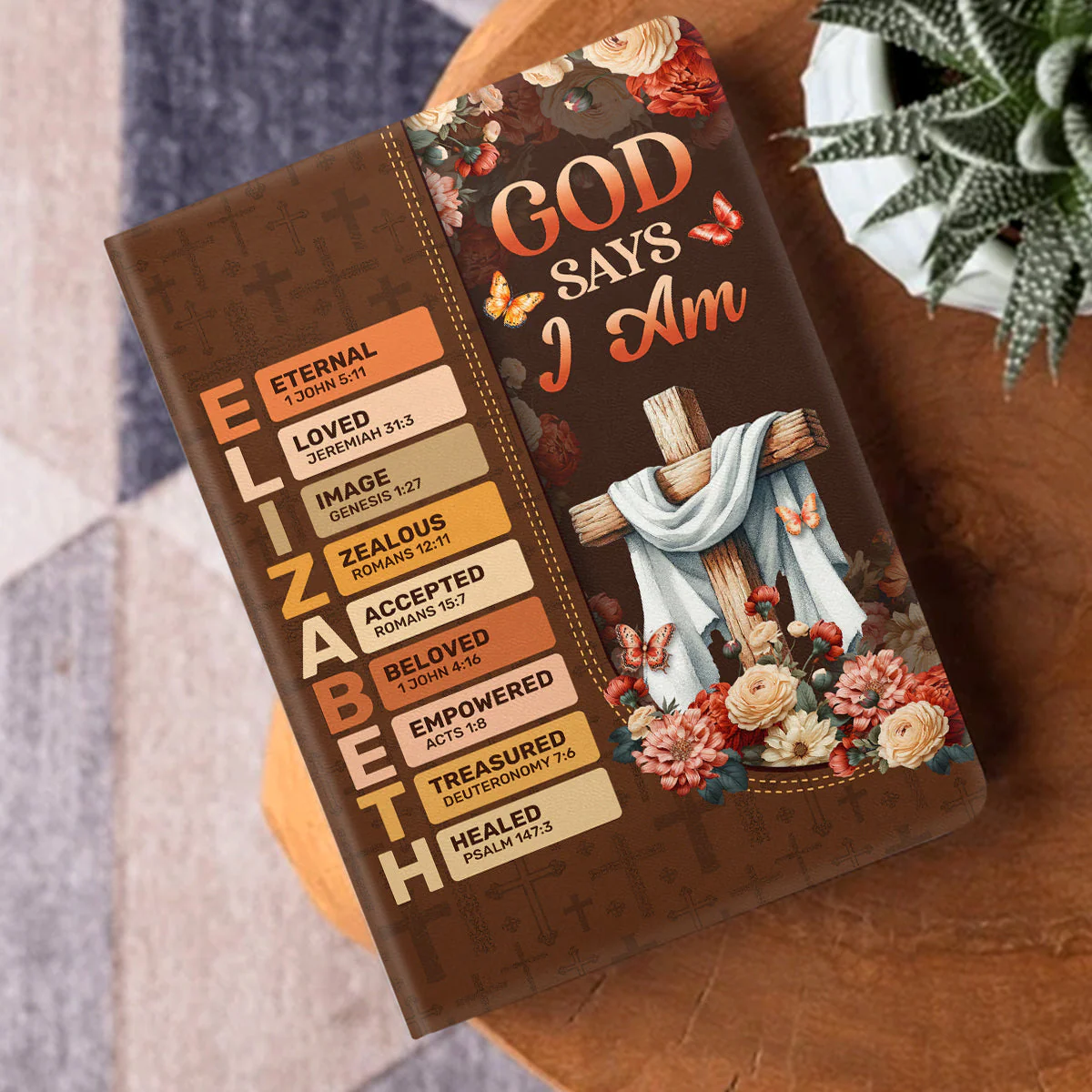 God Says I Am - Personalized Leather Cover Notebook HL128 - Image 3