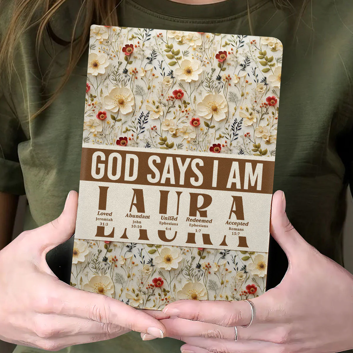 God Says I Am - Personalized Leather Cover Notebook HL128