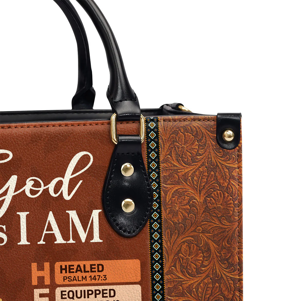 God Says I Am - Personalized Leather Handbag TD118 - Image 4
