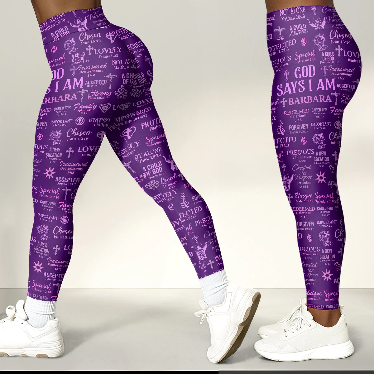 God Says I Am - Personalized Leggings & Crop Tank Top HN02 - Image 4