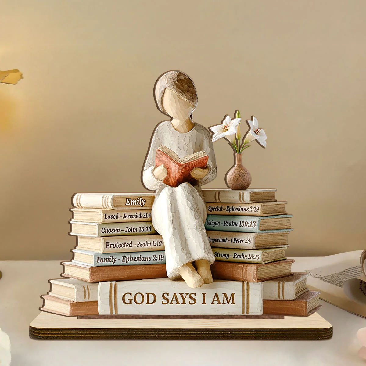 God Says I Am - Personalized Shaped Wooden Plaque - Christian Gift For Her BA01 - Image 2