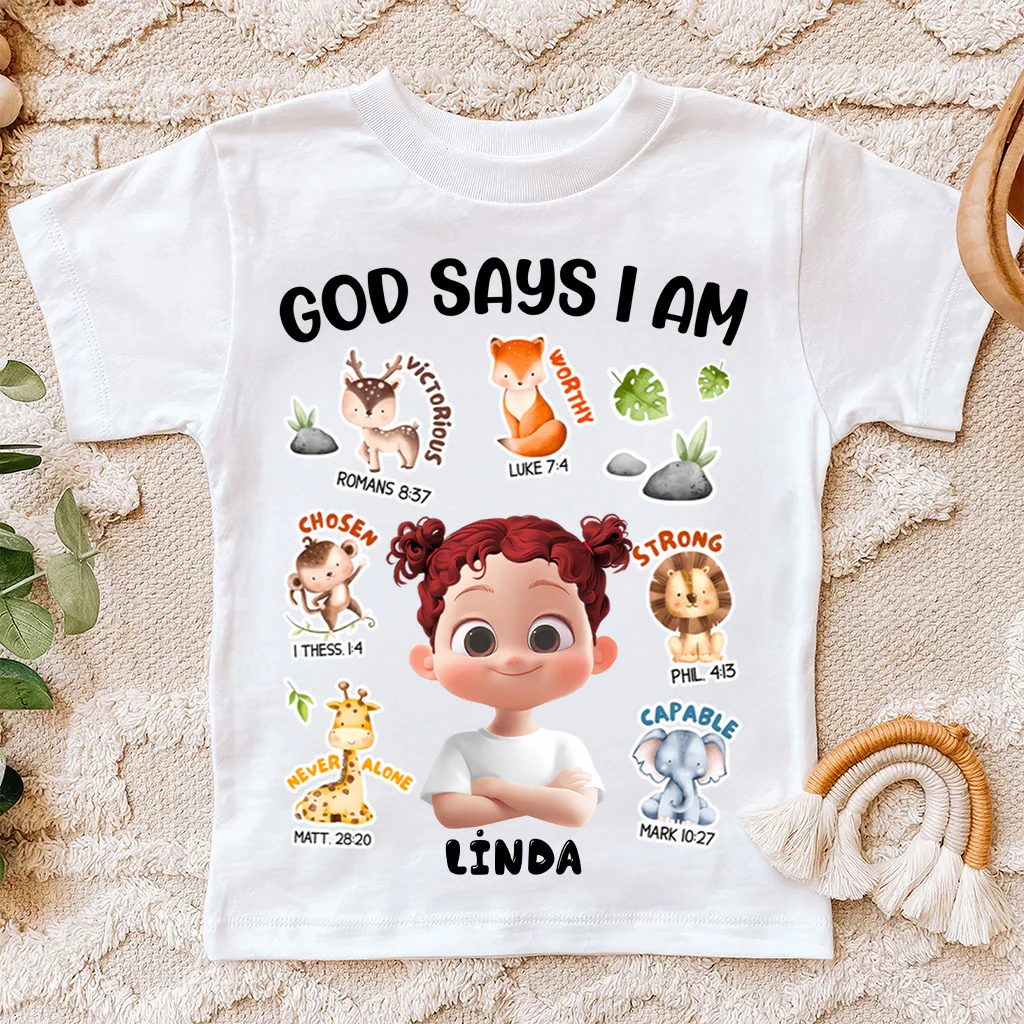 God Says I Am - Personalized Shirt - Back To School Gift For Kids | GR29 TD118