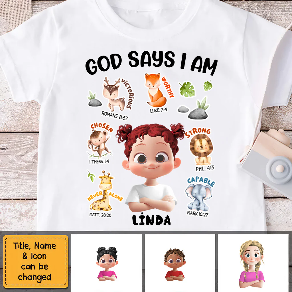 God Says I Am - Personalized Shirt - Back To School Gift For Kids | GR29 TD118 - Image 2