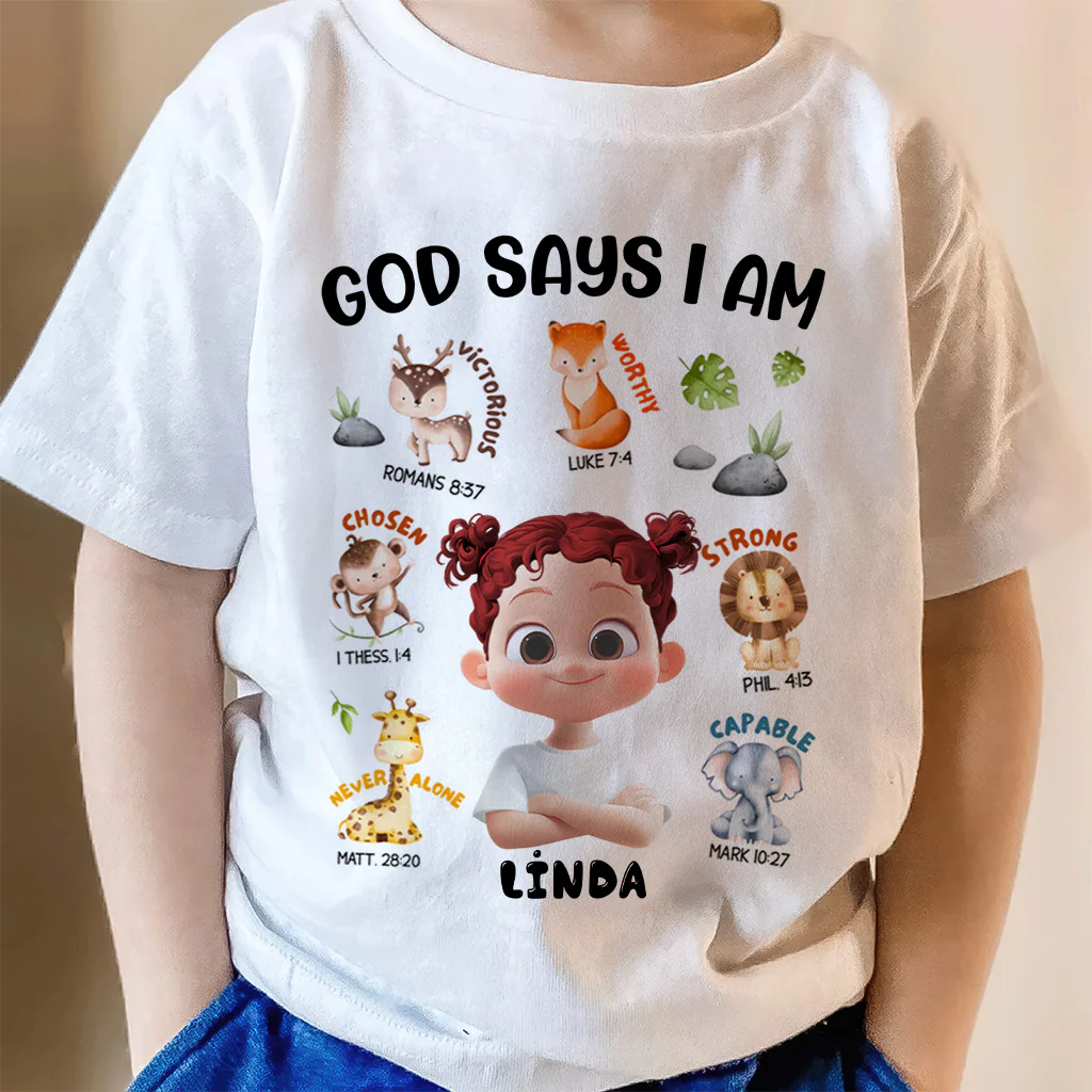God Says I Am - Personalized Shirt - Back To School Gift For Kids | GR29 TD118 - Image 3