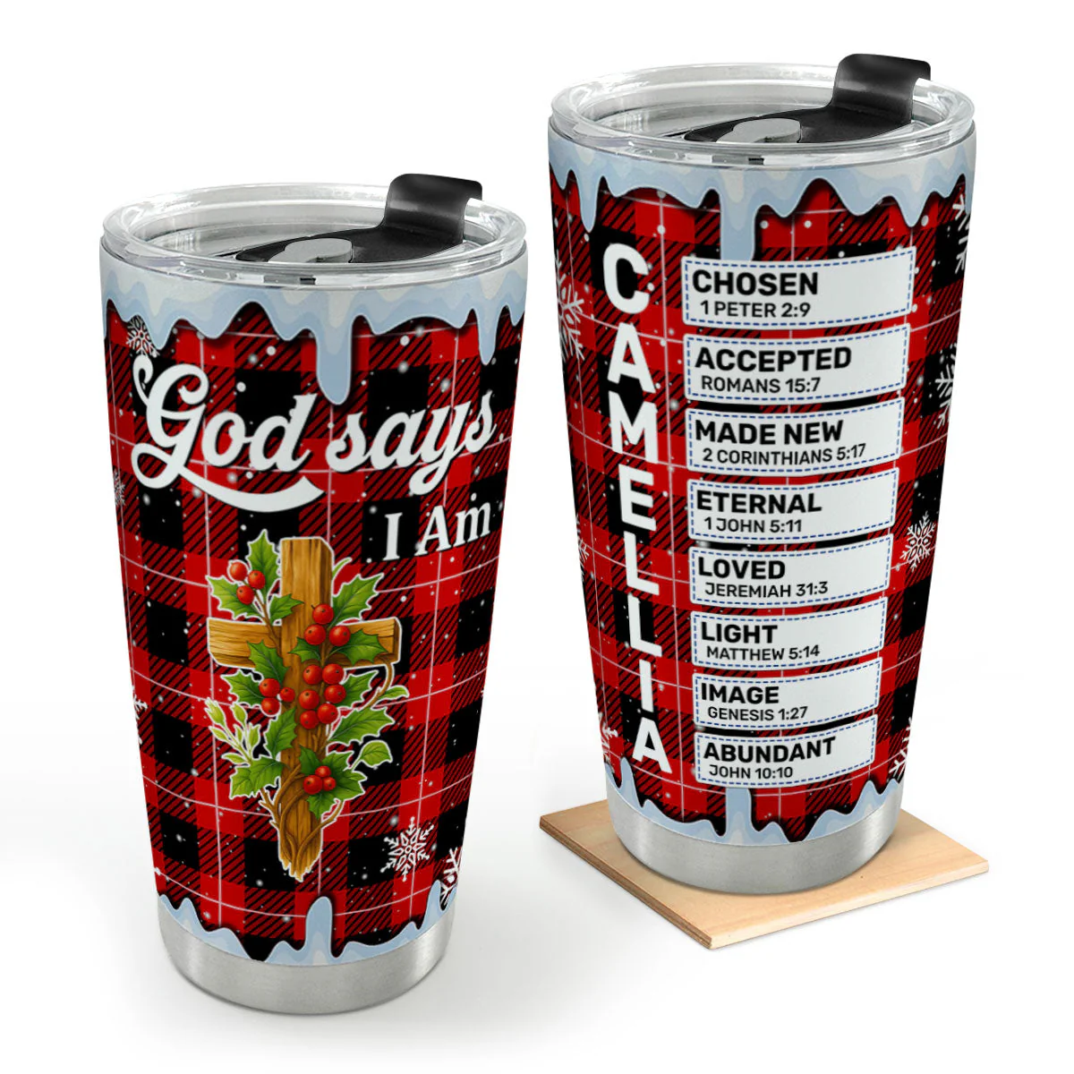 God Says I Am - Personalized Stainless Steel Tumbler - Gift For Christmas | HL128