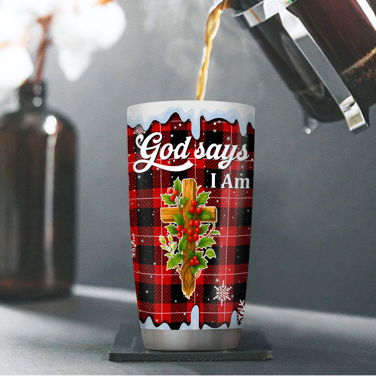 God Says I Am - Personalized Stainless Steel Tumbler - Gift For Christmas | HL128 - Image 4
