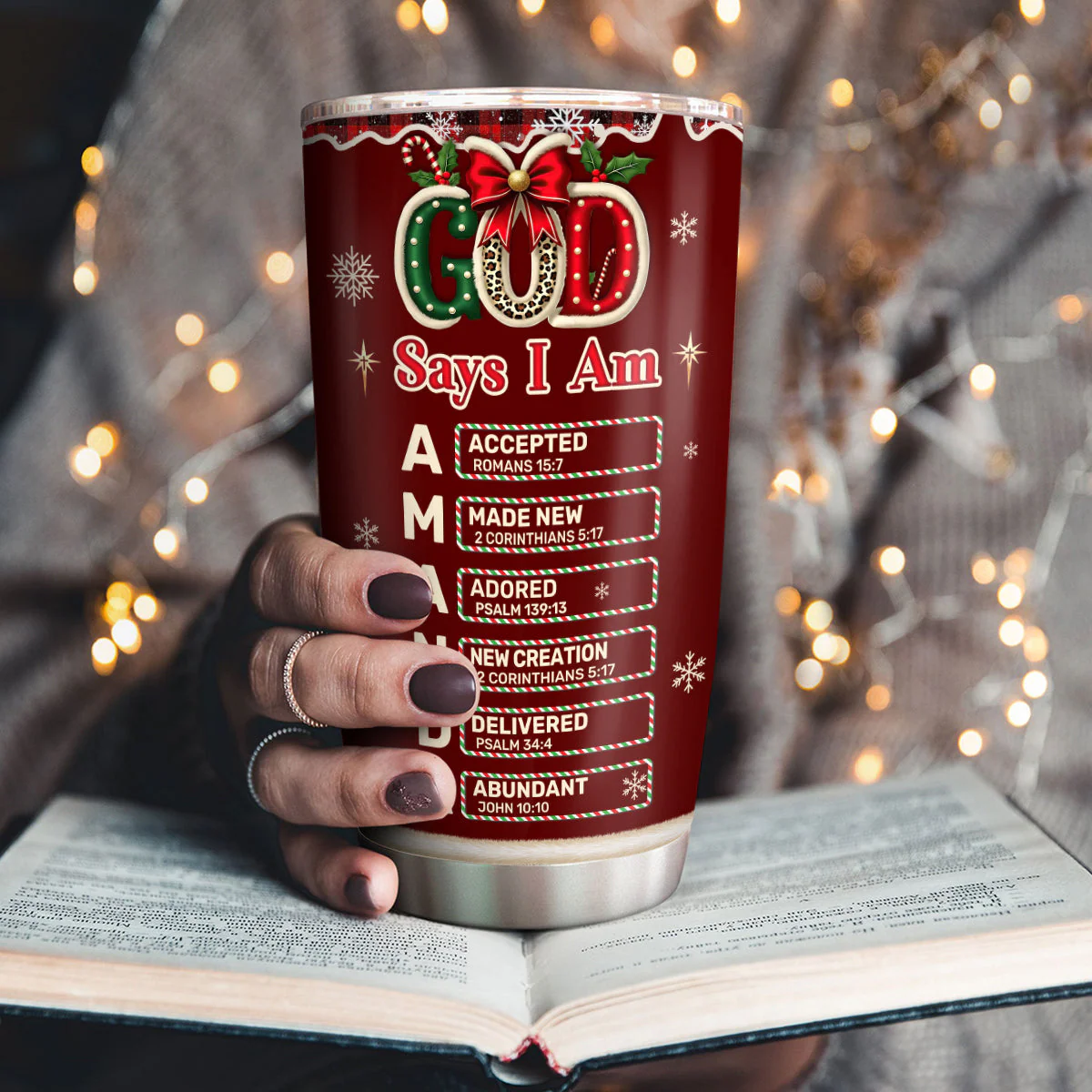 God Says I Am - Personalized Stainless Steel Tumbler HL128 - Image 3