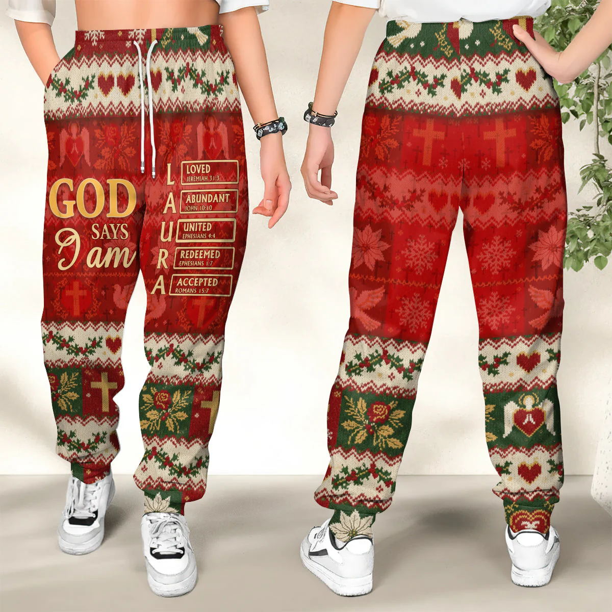 God Says I Am - Personalized Sweatpants - Gift For Her, For Christmas | HL128 - Image 2