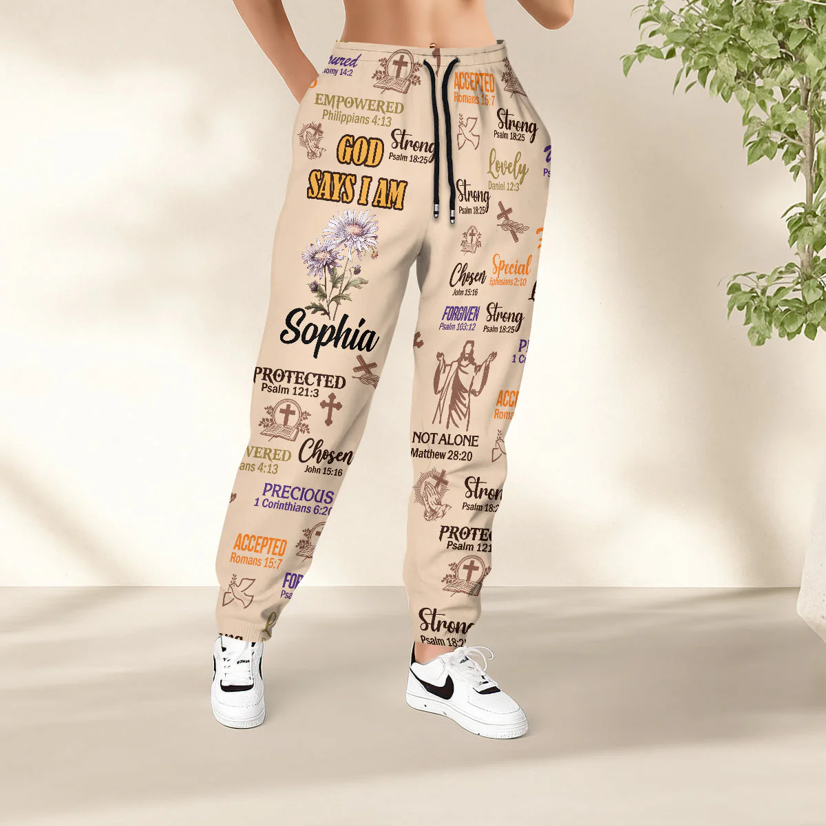 God Says I Am - Personalized Sweatpants | TD118 - Image 3