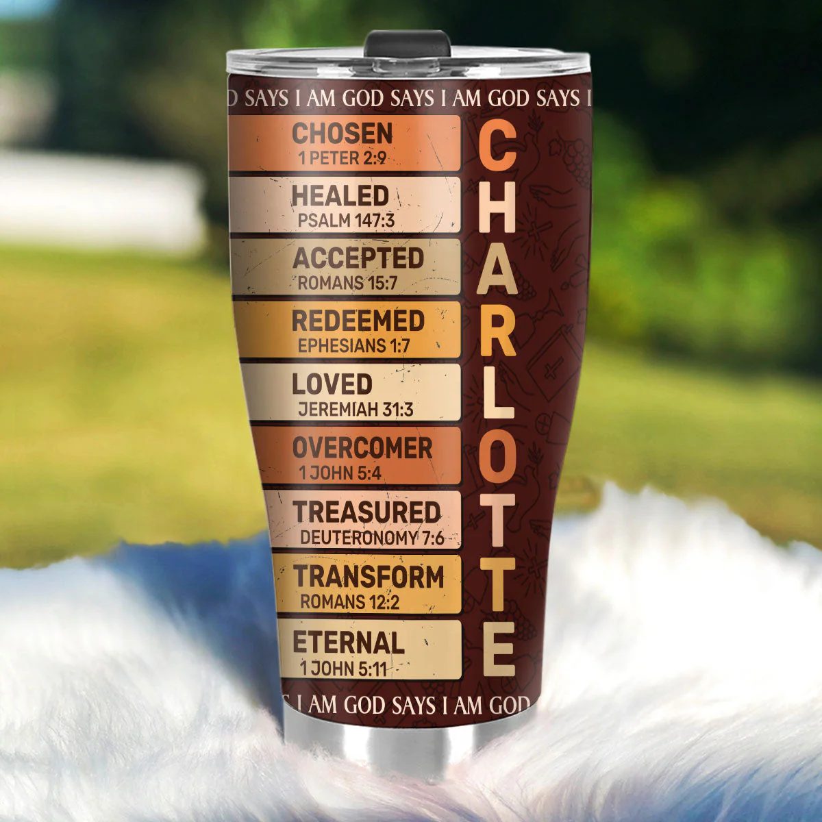 God Says I Am - Personalized Tumbler - Scripture Gifts For Women Of God - Image 2
