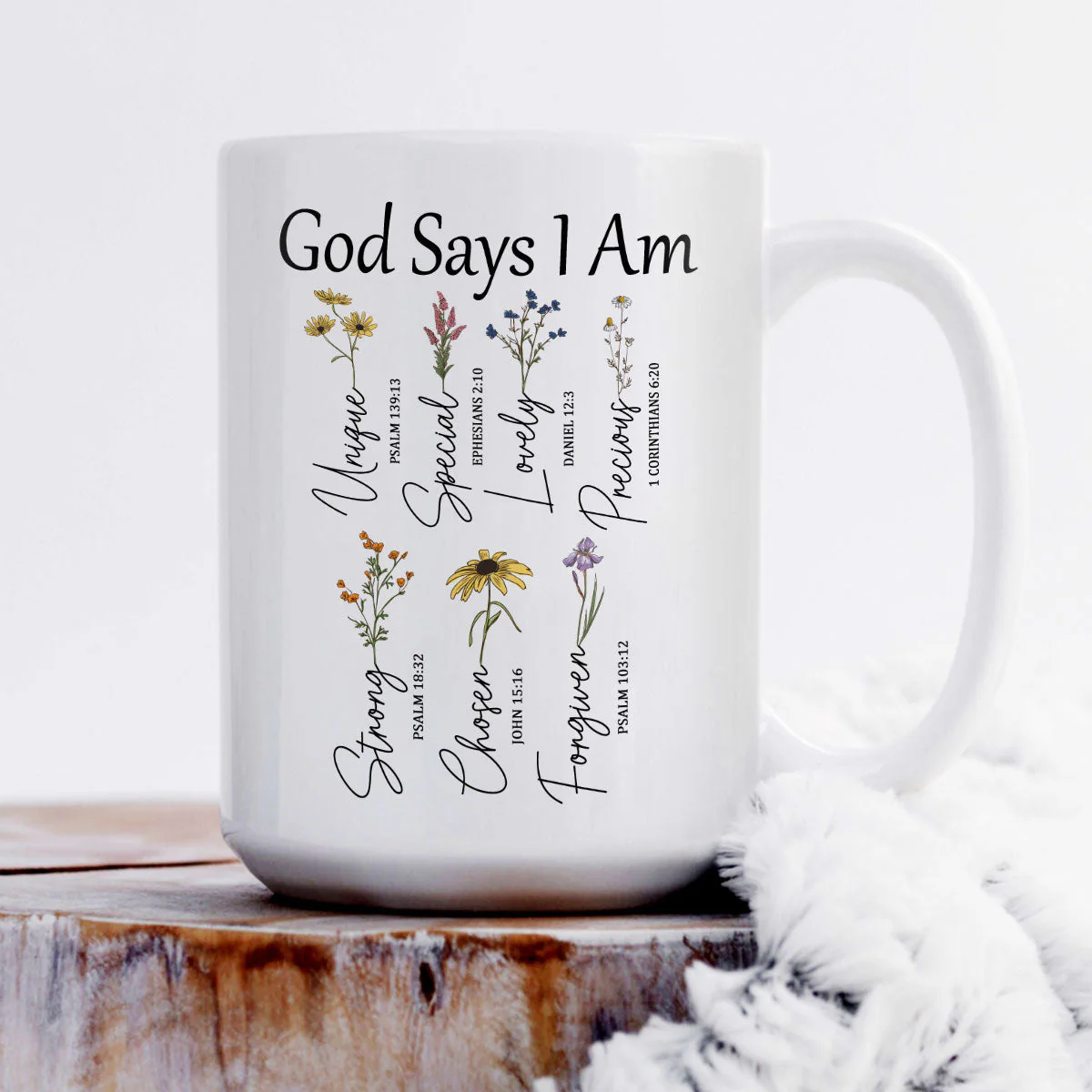 God Says I Am - Personalized White Ceramic Mug - Christian Gift For Her BA01 - Image 3