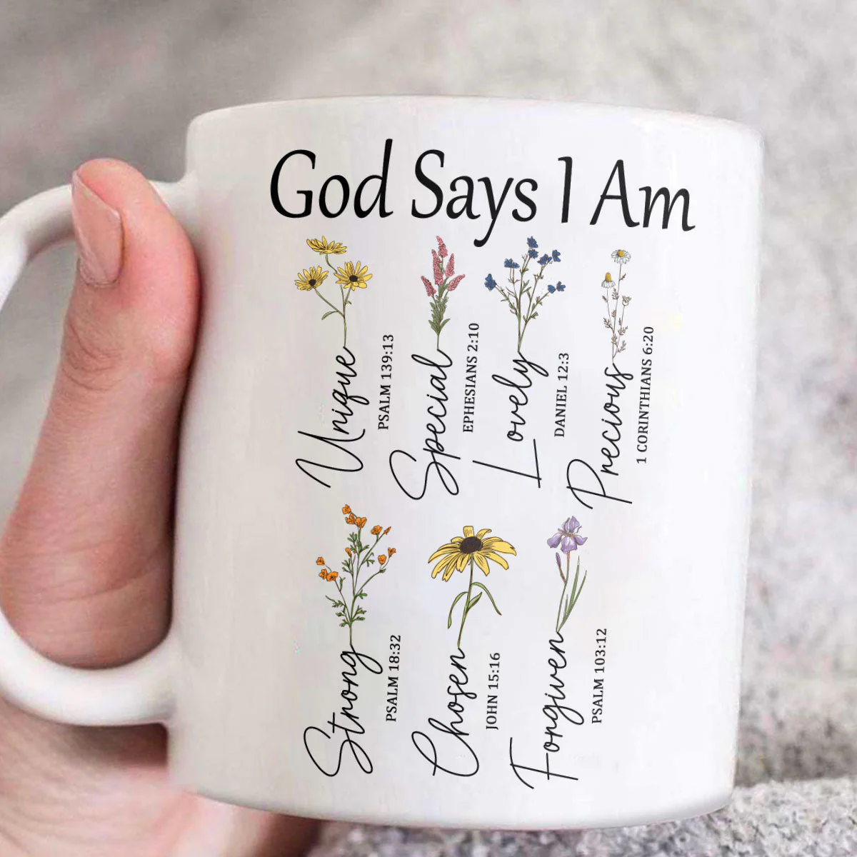 God Says I Am - Personalized White Ceramic Mug - Christian Gift For Her BA01 - Image 5
