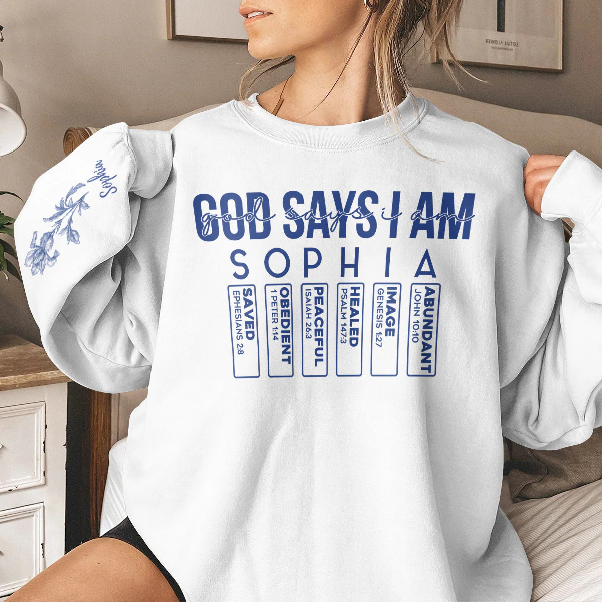 God Says I Am Saved - Personalized AOP Sweatshirt TD118 - Image 2