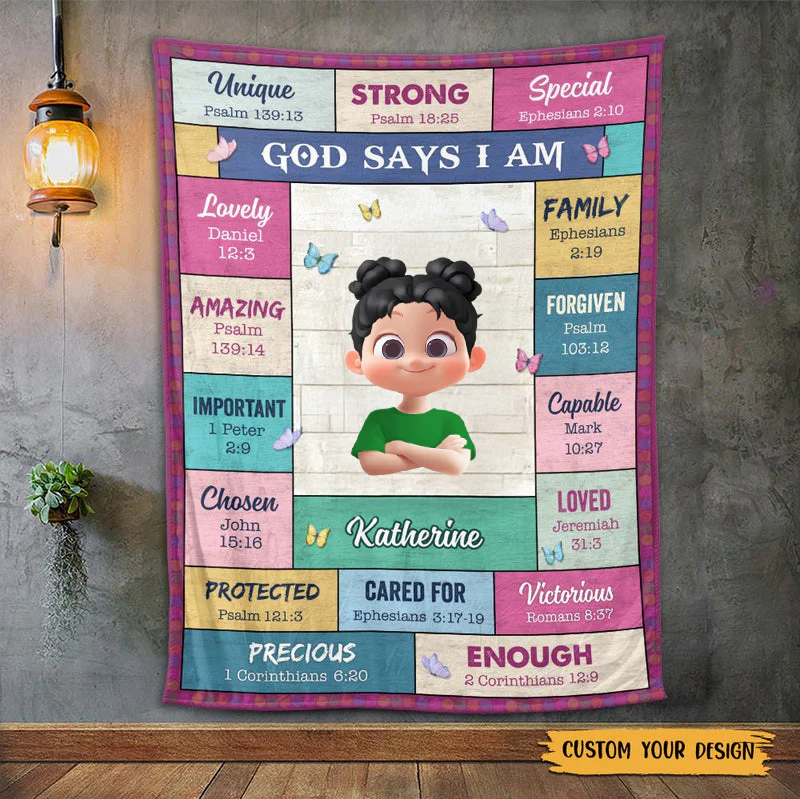 God Says I Am Strong - Personalized Blanket - Meaningful Gift For Birthday, Kids | GR29.Ver3 TD118