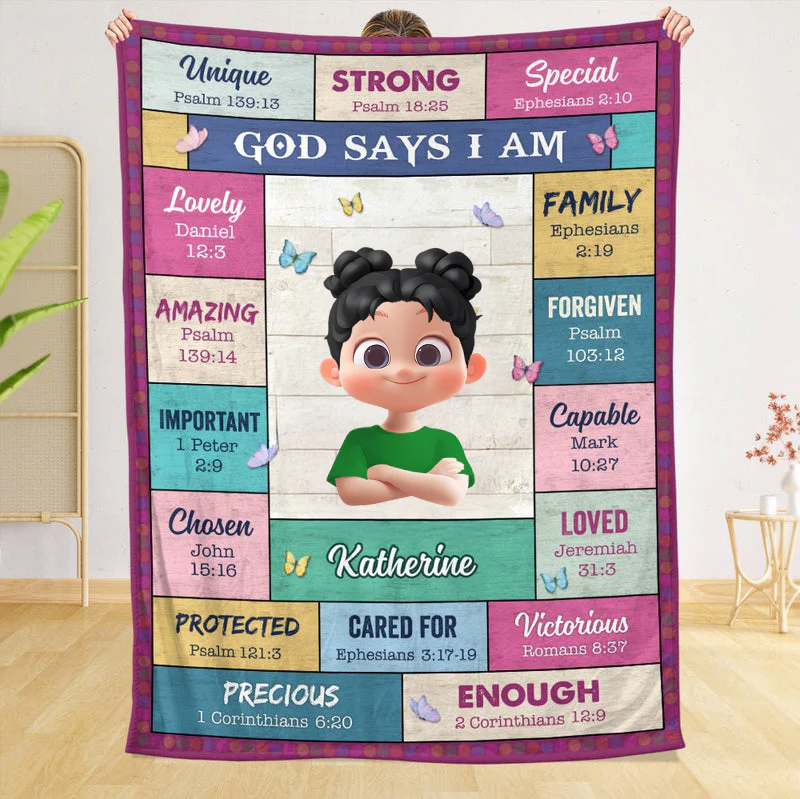 God Says I Am Strong - Personalized Blanket - Meaningful Gift For Birthday, Kids | GR29.Ver3 TD118 - Image 3