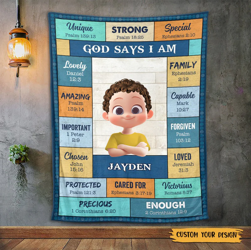 God Says I Am Strong - Personalized Blanket - Meaningful Gift For Birthday, Kids | GR29.Ver3 TD118 - Image 4