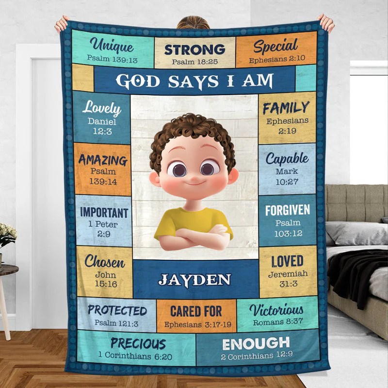 God Says I Am Strong - Personalized Blanket - Meaningful Gift For Birthday, Kids | GR29.Ver3 TD118 - Image 5