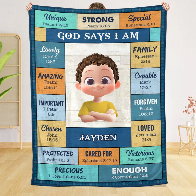 God Says I Am Strong - Personalized Blanket - Meaningful Gift For Birthday, Kids | GR29.Ver3 TD118 - Image 6