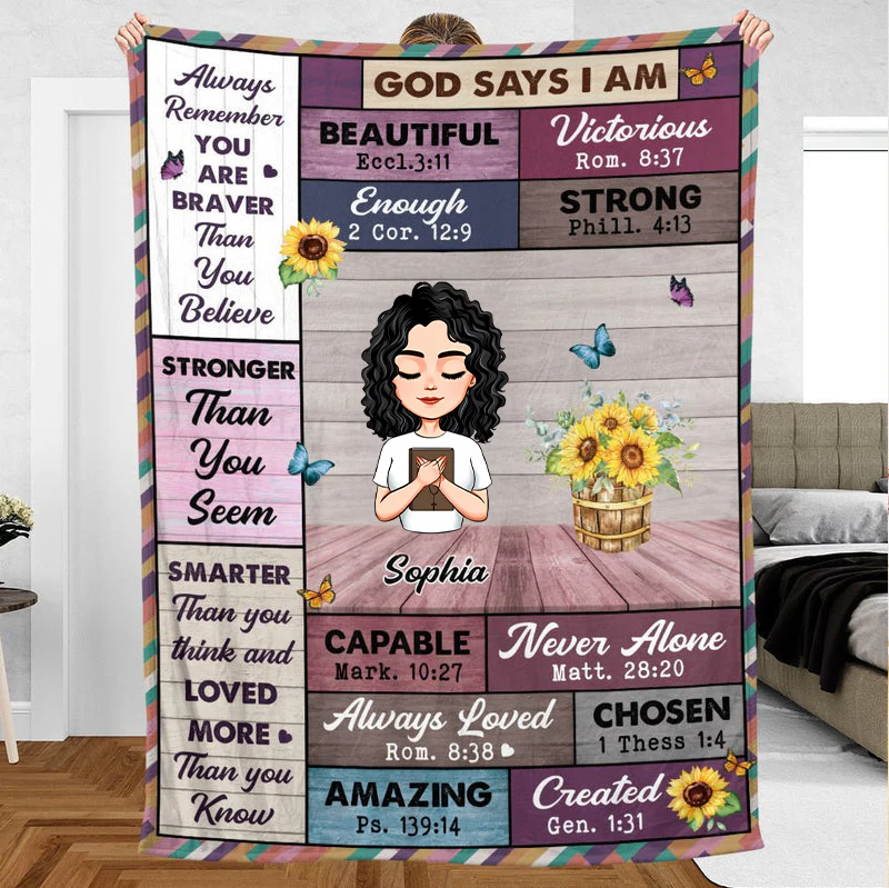God Says I Am Stronger Than You Seem - Personalized Blanket - Meaningful Gift For Birthday TD118 - Image 2