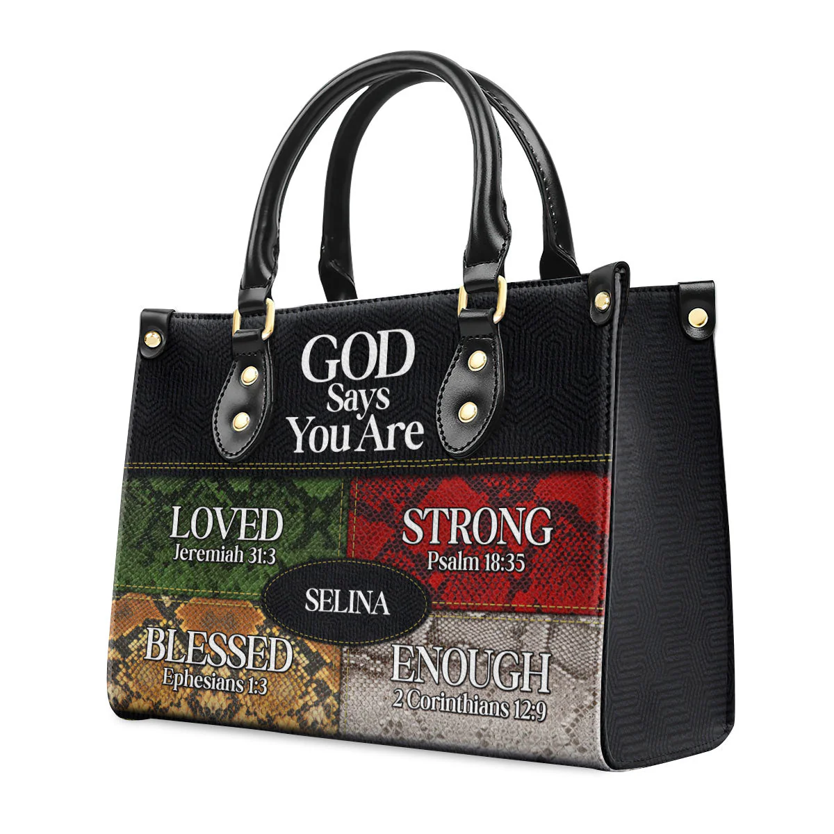 God Says I Am - Thoughtful Gift For Christians - Personalized Leather Handbag With Handle - AT4080964 - Image 3
