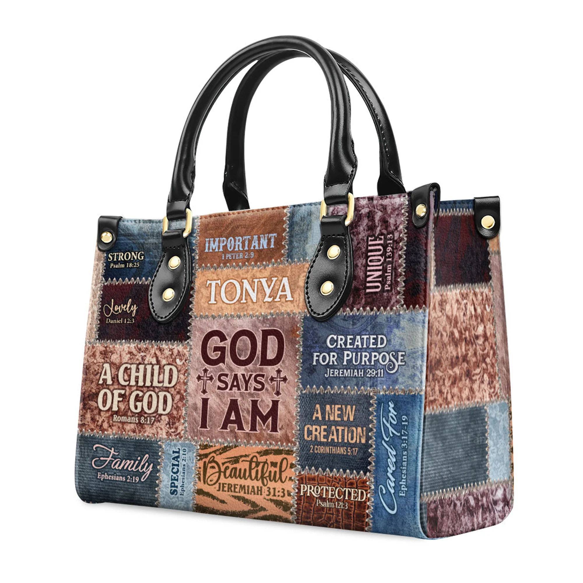 God Says I Am - Thoughtful Gift For Christians - Personalized Leather Handbag With Handle - AT4080972 - Image 3