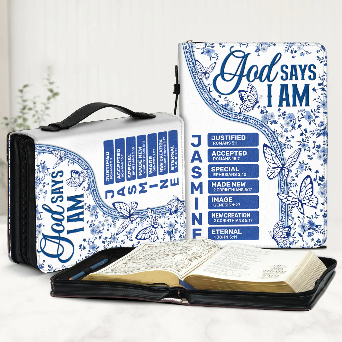 God Says I Am Toile De Jouy Style - Personalized Bible Cover