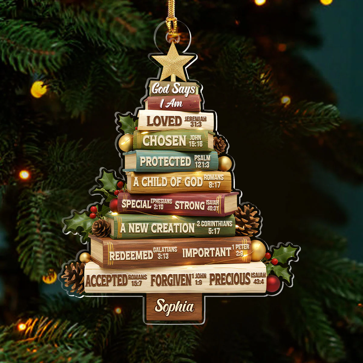 God Says I Am Tree - Personalized 1-Layer Acrylic Ornament HL128 - Image 3