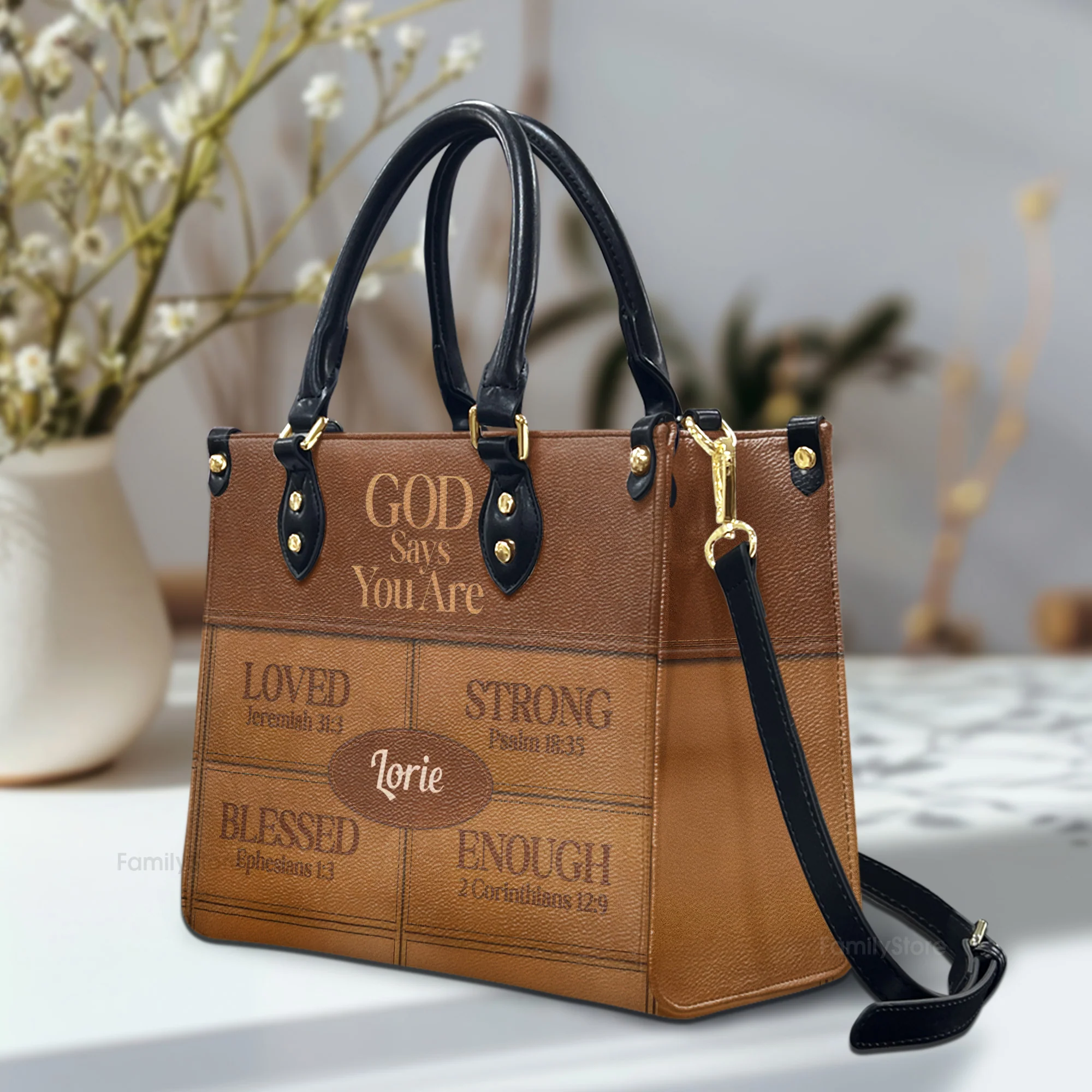 God Says I Am - Unique Personalized Leather Handbag - AT4080905 - Image 2