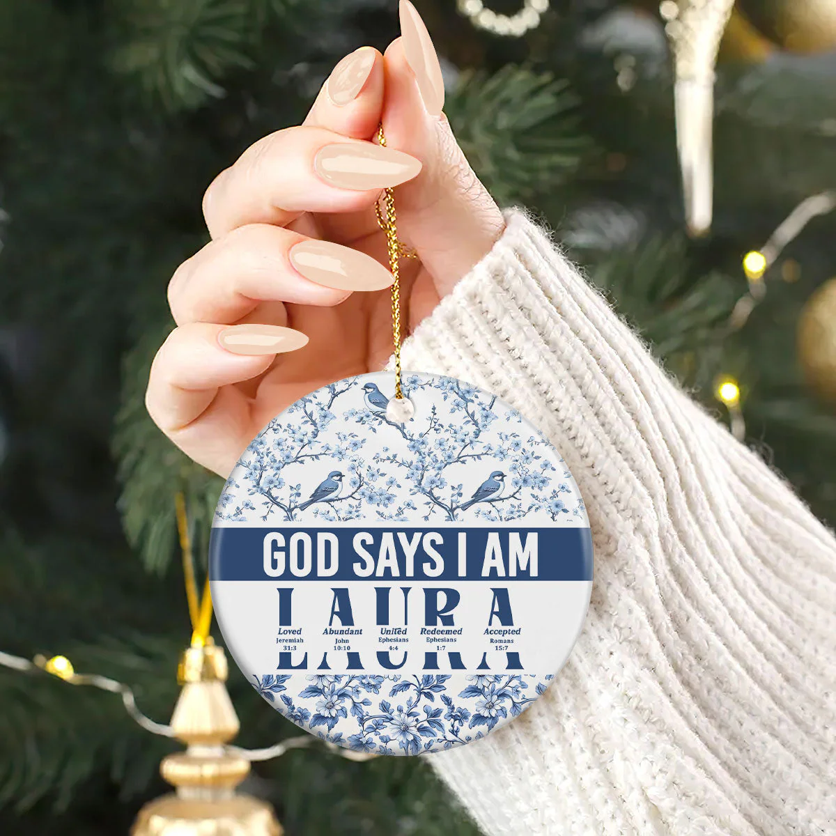God Says I Am United - Personalized Ceramic Ornament TD118 - Image 2