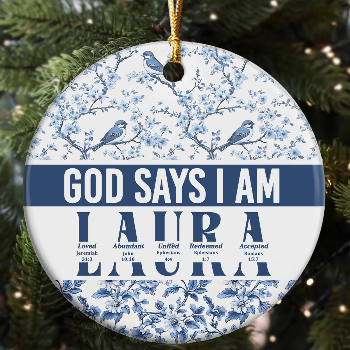 God Says I Am United - Personalized Ceramic Ornament TD118 - Image 5