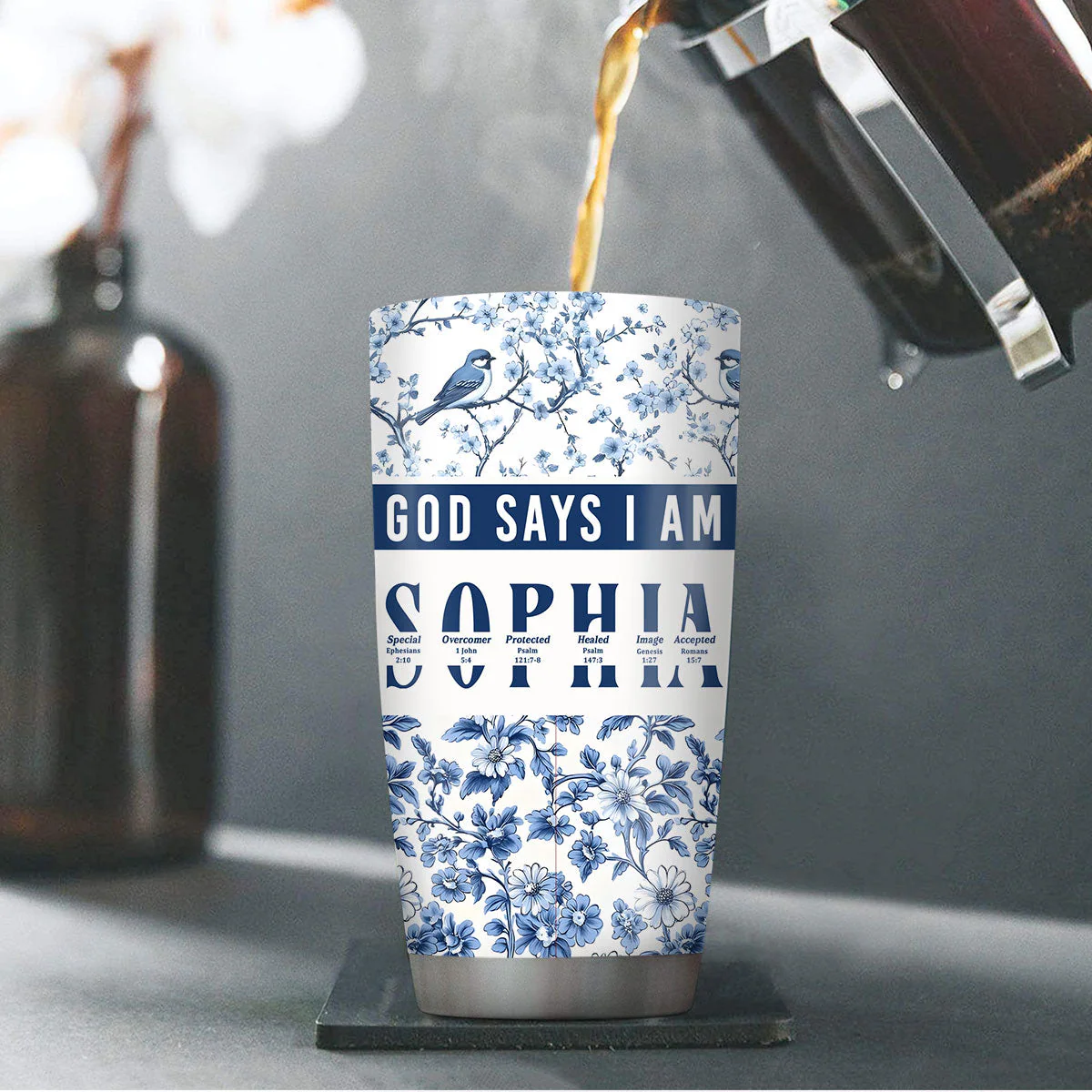 God Says I Am United - Personalized Stainless Steel Tumbler TD118 - Image 4