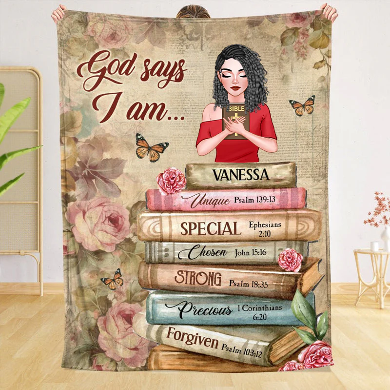 God Says I Am With Books Flowers - Personalized Blanket - Thoughtful Gift For Birthday TD118 - Image 4