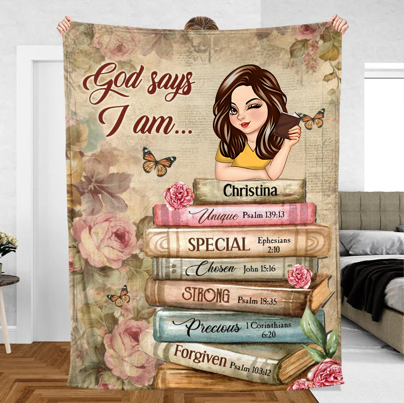 God Says I Am With Books - Personalized Blanket - Thoughtful Gift For Birthday TD118 - Image 2