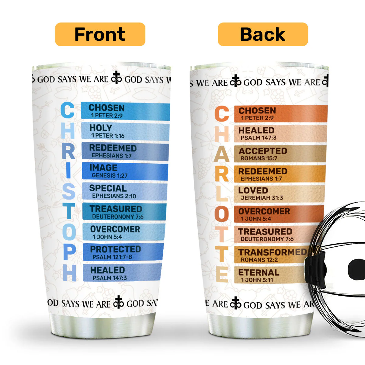 God Says We Are - Personalized Stainless Steel Tumbler TD118 - Image 2