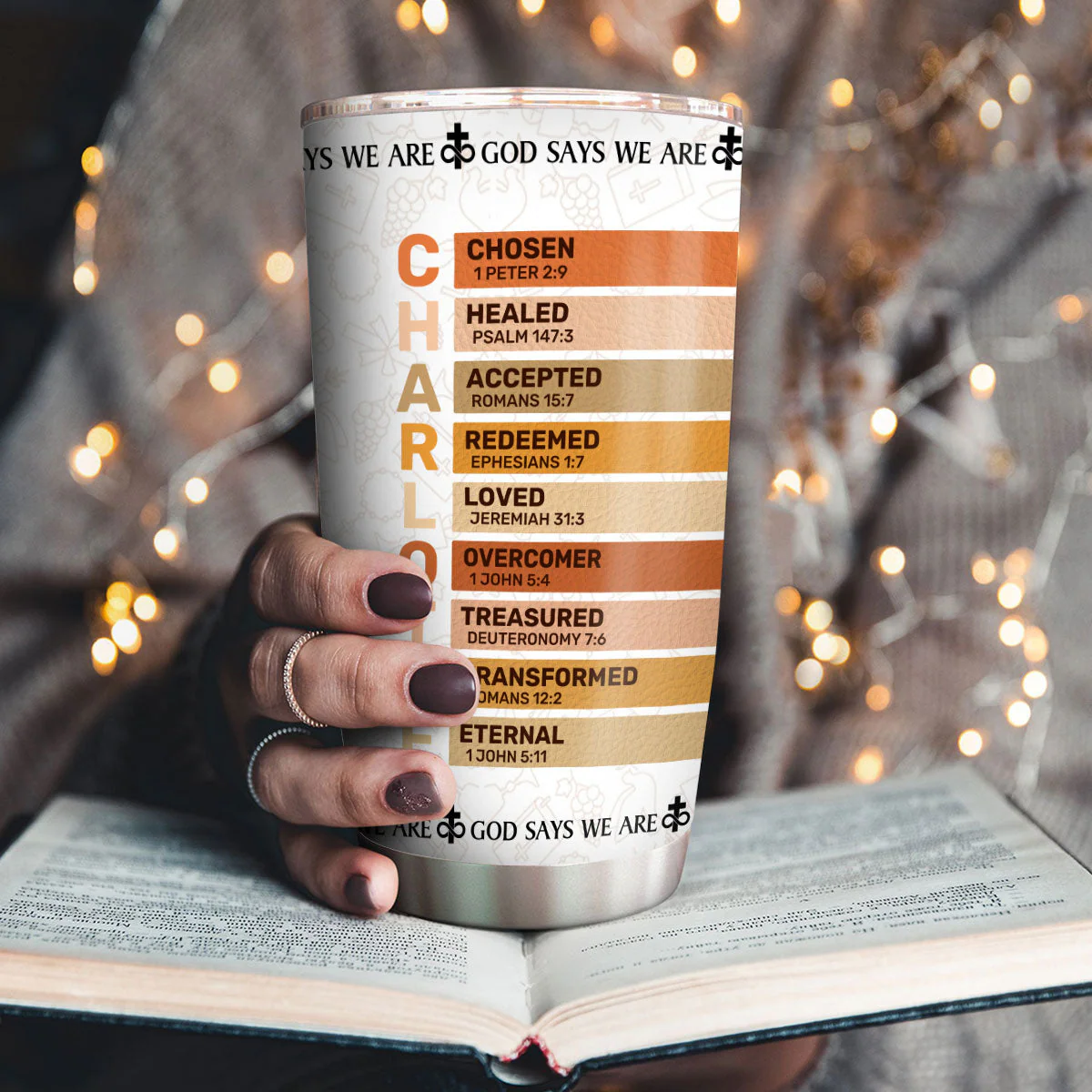 God Says We Are - Personalized Stainless Steel Tumbler TD118 - Image 3