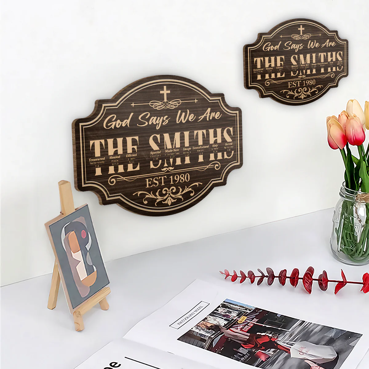 God Says We Are - Personalized Wooden Door Sign | TD118 - Image 3
