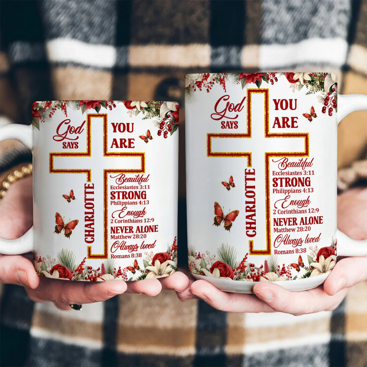 God Says You Are - Personalized Ceramic Coffee Mug - Christian Gift BA01 - Image 4