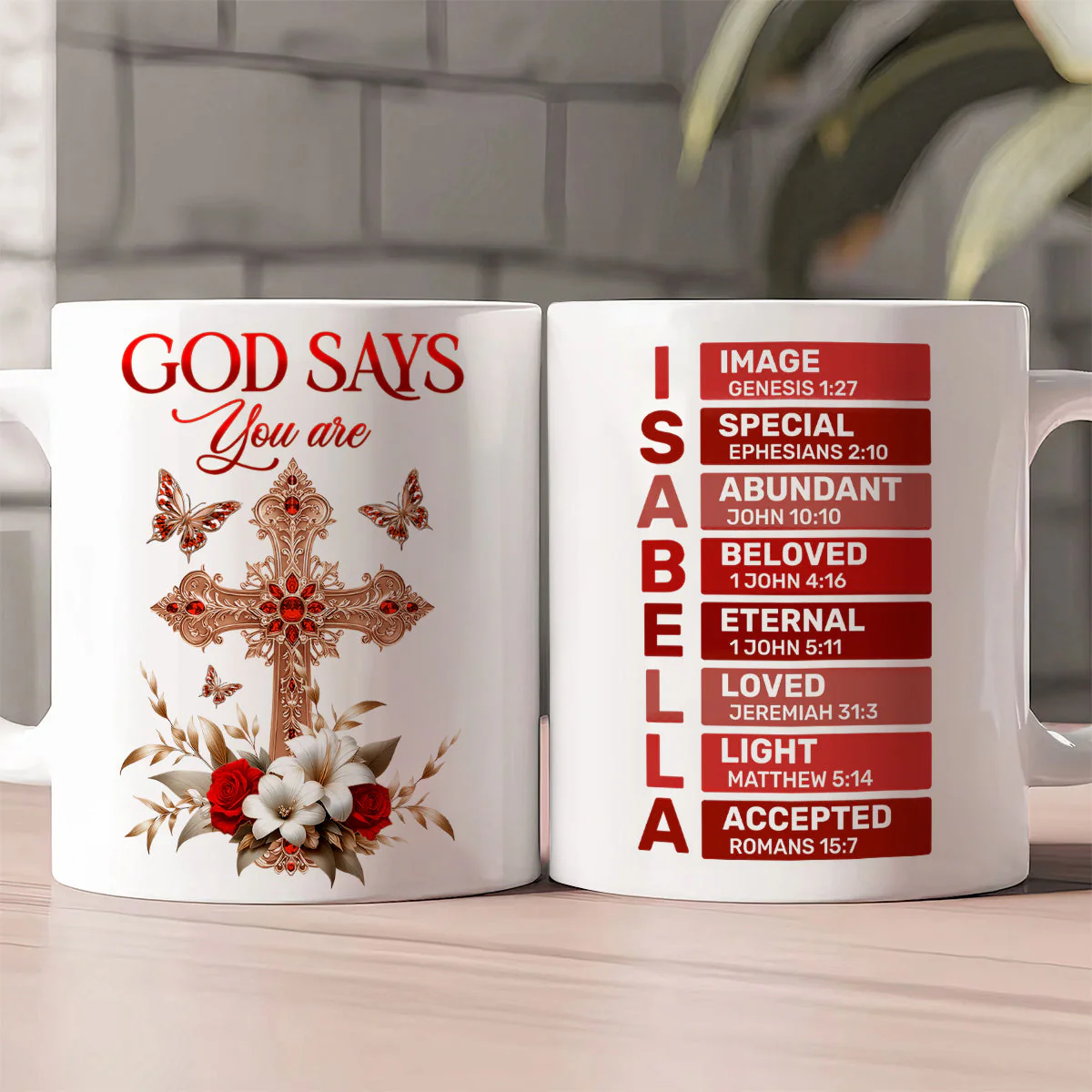 God Says You Are - Personalized Ceramic Coffee Mug - Christian Gift For Mom, Grandma BA01 - Image 2