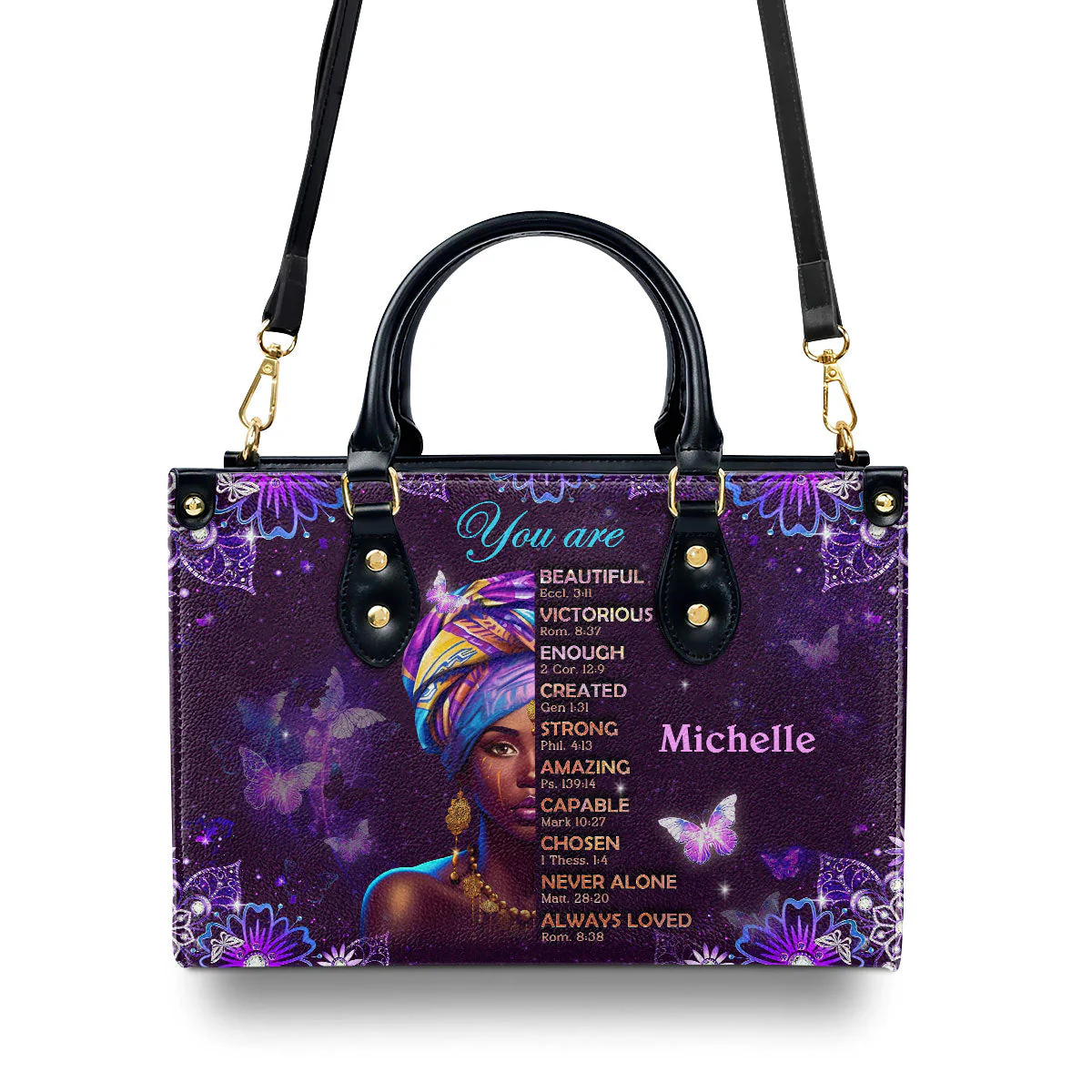 God Says You Are - Personalized Leather Handbag HN02 - Image 5