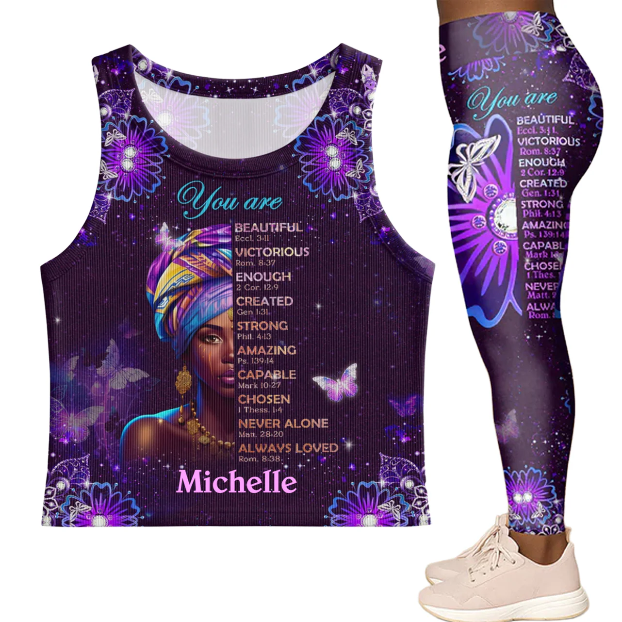 God Says You Are - Personalized Leggings & Crop Tank Top HN02
