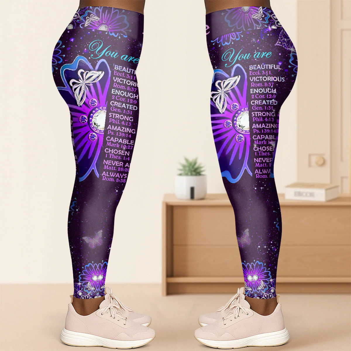 God Says You Are - Personalized Leggings & Crop Tank Top HN02 - Image 5