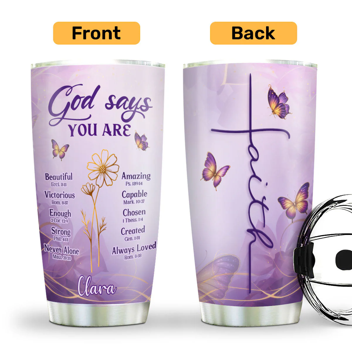 God Says You Are - Personalized Stainless Steel Tumbler - Gift for Her HL128 - Image 2