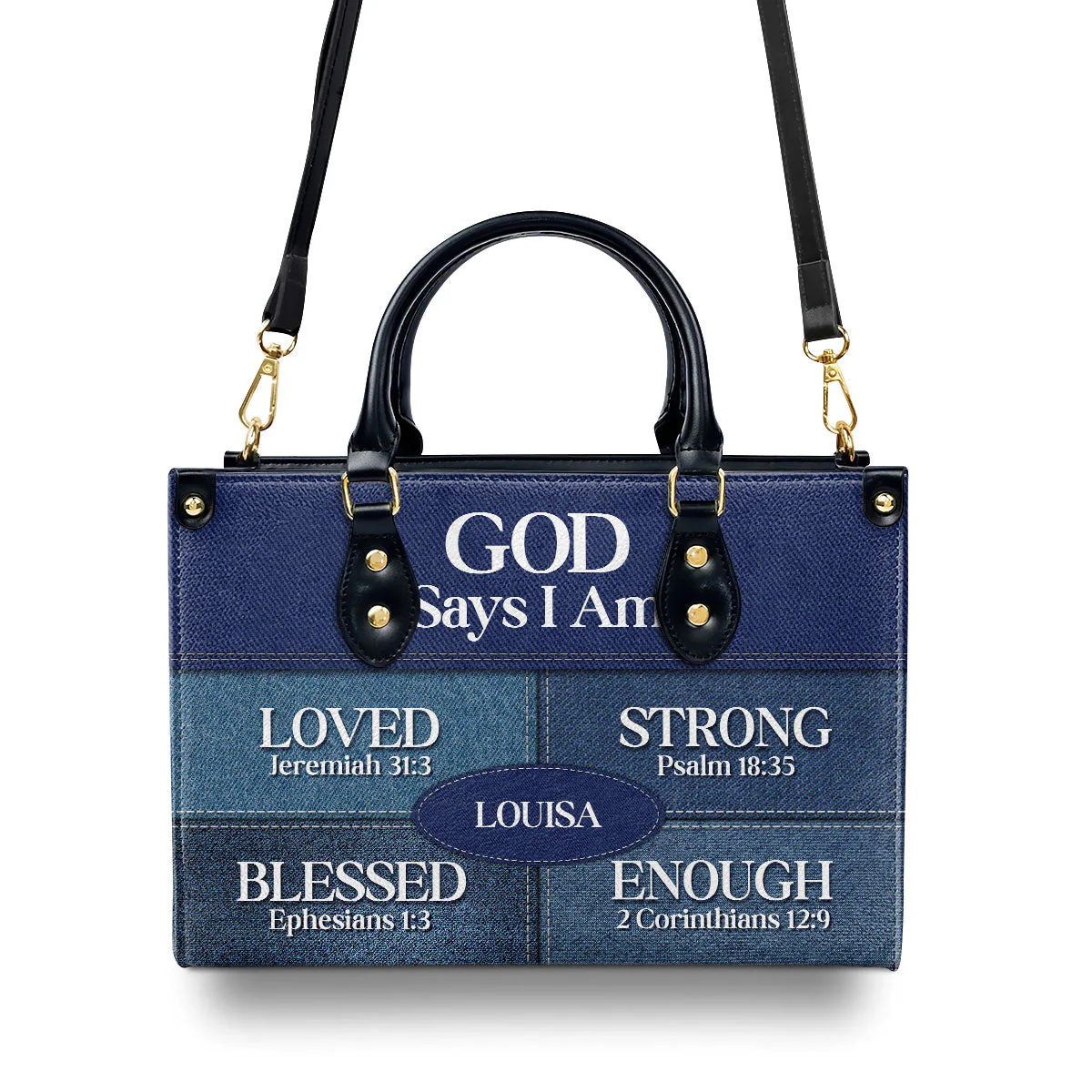 God Says You Are Religious Gift For Worship Friends - Personalized Leather Handbag Black African - PT - Image 3