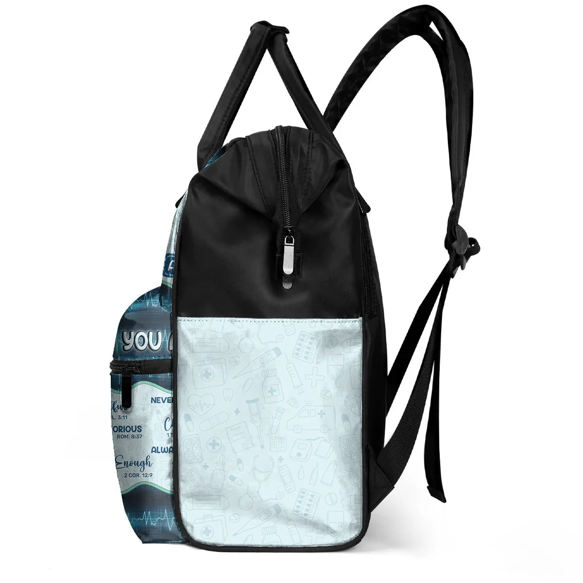 God Says You Are Strong & Capable - Personalized Duckbilled Backpack - Gift For Nurse, Her - Image 3