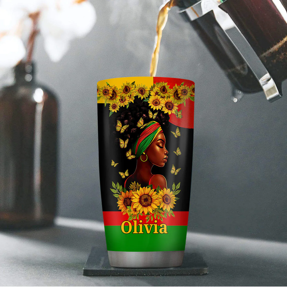 God Says You Are Sunflower Black Queen - Personalized Afrocentric Stainless Steel Tumbler - Gift For Her HD95 - Image 4