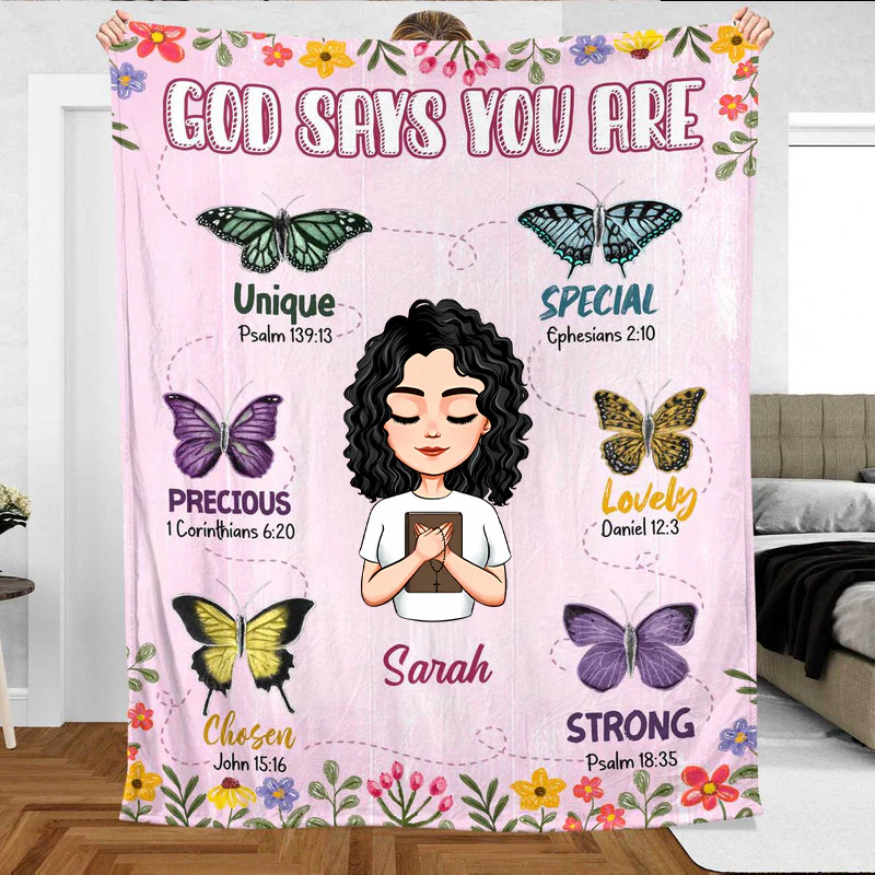 God Says You Are Unique - Personalized Blanket - Meaningful Gift For Birthday | CLGOD05 TD118 - Image 2